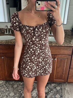 Audrey Maroon and Cream Floral Dress